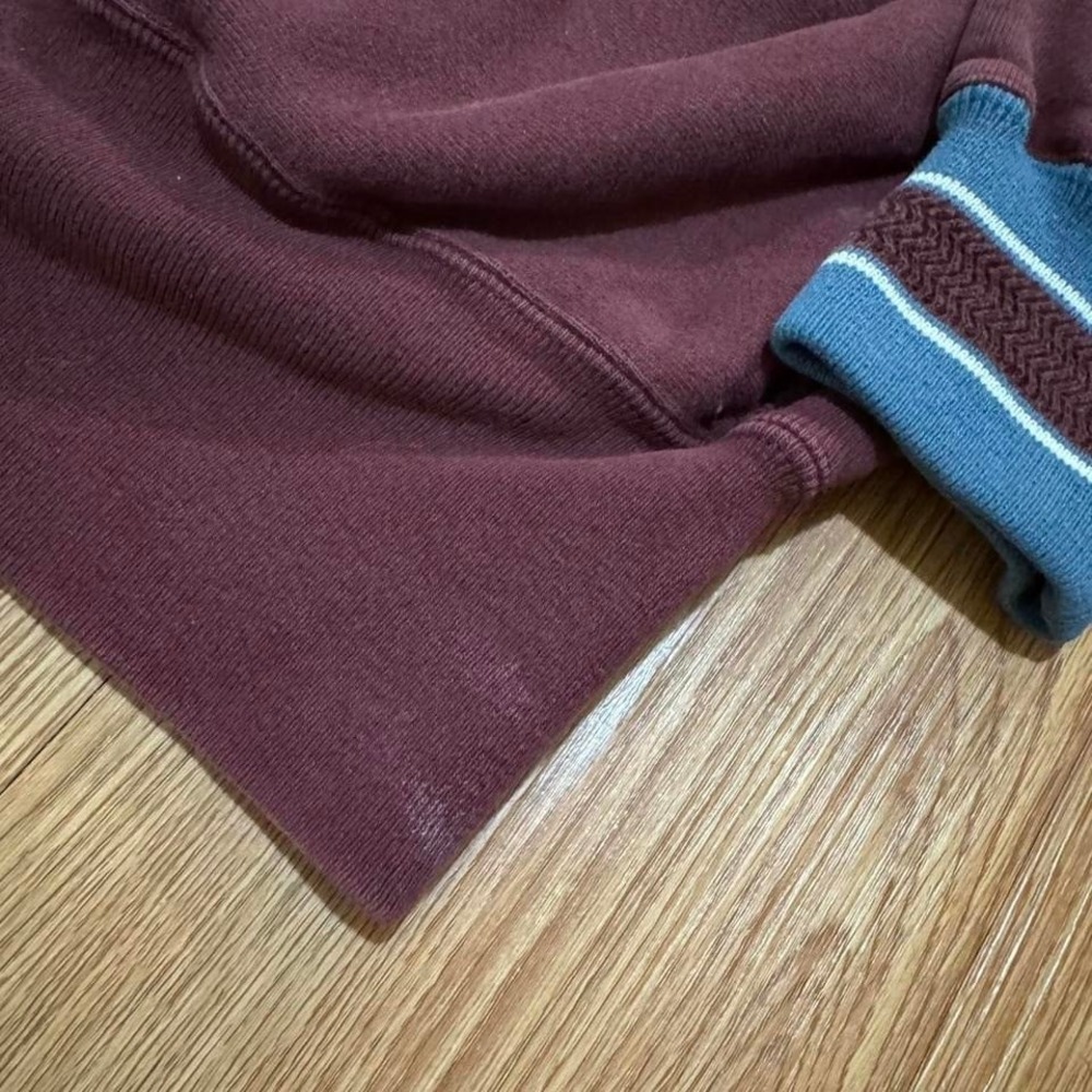 Vintage Champion Reverse Weave‎ Sweatshirt 90s Burgundy Striped Spellout Size XL - Picture 4 of 7